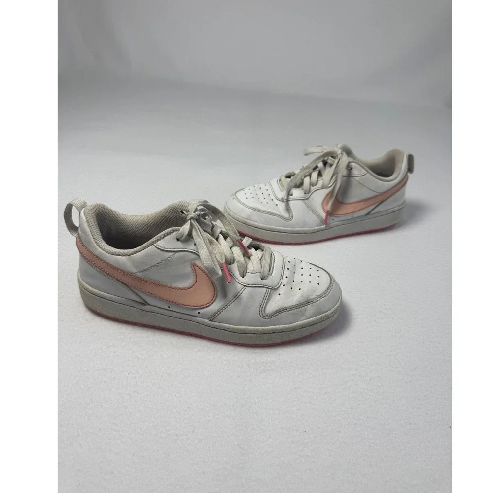 Athleisure Nike‎ 6.5Y Court Borough Low 2 White Sunset Pulse Sneakers DV5456-111